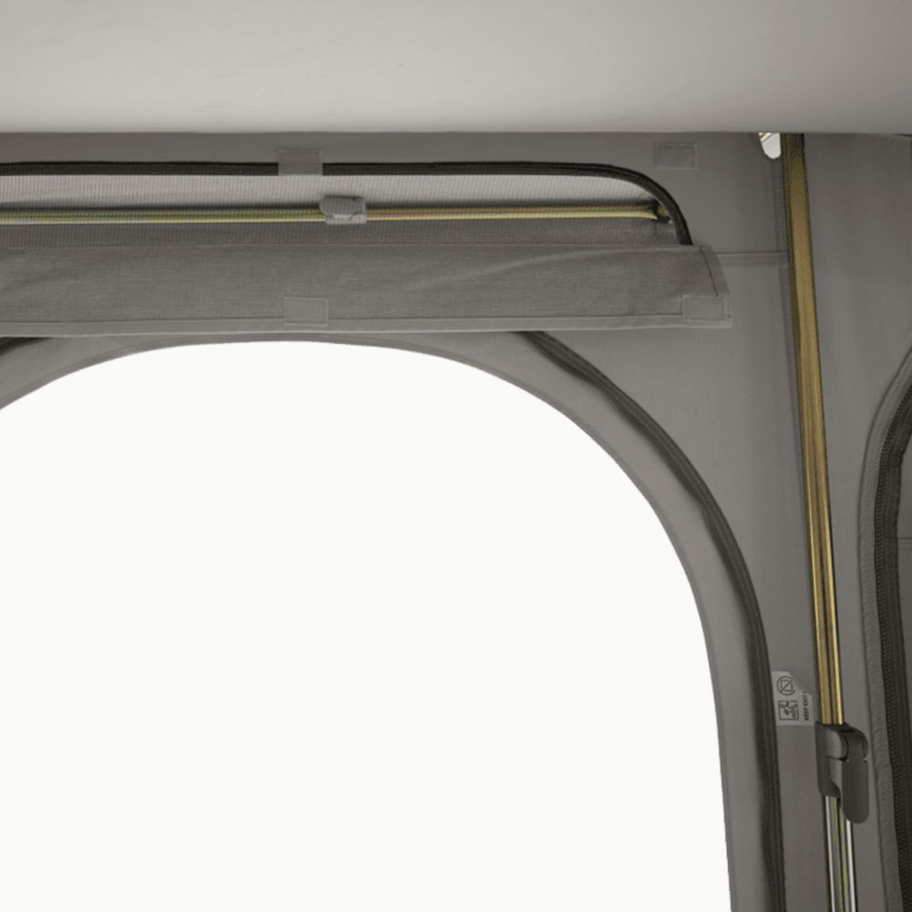 Close-up shot of the Dometic Stuga Rest awning's steel frame