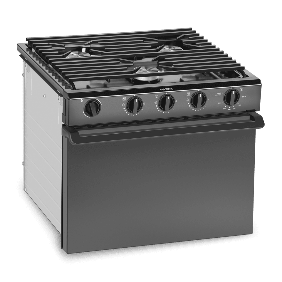 Dometic 21" Range The Dometic 3 Burner Range has a centralized high