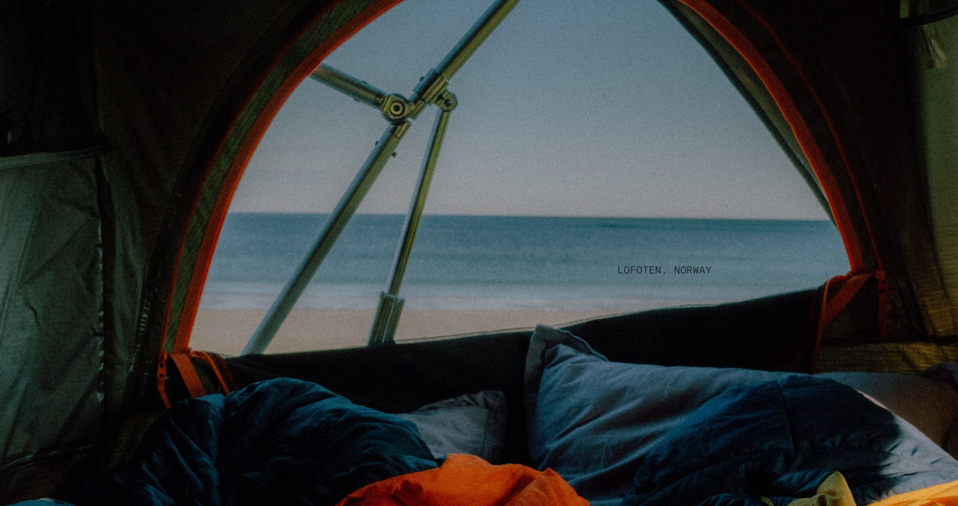 Inside of camping tent at a beach