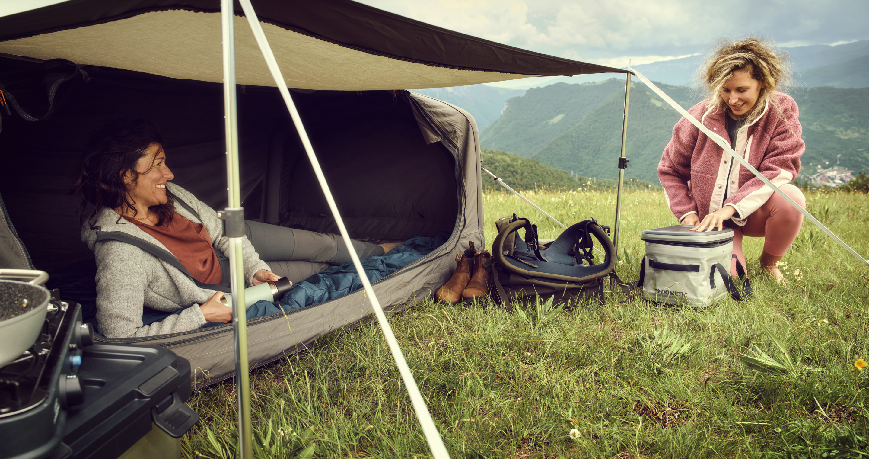 Women camping